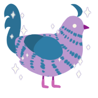 Arnold, a lilac and sapphire chicken with a bar pattern