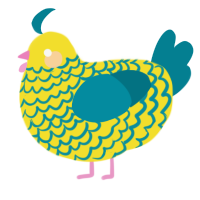 Yarn, a yellow and sea chicken with a lace pattern