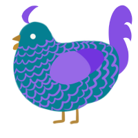 A sea and blurple chicken with a lace pattern