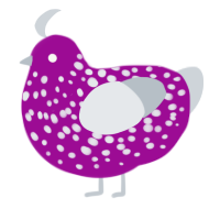 A plum and mist chicken with a speckle pattern
