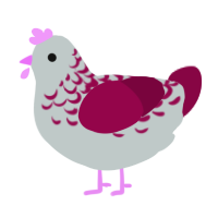 A silver and maroon chicken with a half-lace pattern