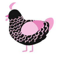 A black and pink chicken with a lace pattern