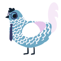 A sky and lavender chicken with a lace pattern