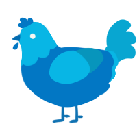 A sapphire and cerulean chicken with a head pattern