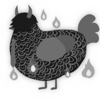 Finality, a sable and grey chicken with a double-lace pattern