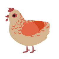 A beige and vermilion chicken with a half-lace pattern