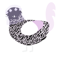 A sable and lavender chicken with a double-lace pattern