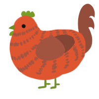 A vermilion and russet chicken with a bar pattern