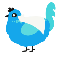 A sky and aqua chicken with a neck-speckle pattern