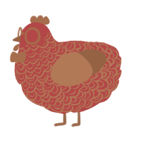 Marbled Jamón, a red and brown chicken with a double-lace pattern