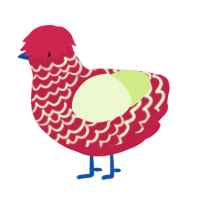 A crimson and apple chicken with a lace pattern