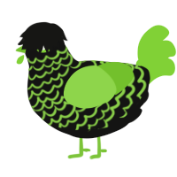 Angry Inch, a black and grass chicken with a lace pattern