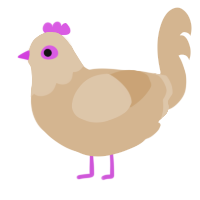 A beige chicken with a head pattern