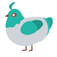 Miku Assistant 2, a mist and turquoise chicken with a head pattern