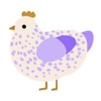 薰衣草珍珠奶茶, a cream and lilac chicken with a speckle pattern