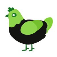 A black and grass chicken with a head pattern