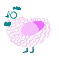 A white and lavender chicken with a lace pattern