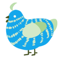 A sky and gluppy chicken with a bar pattern