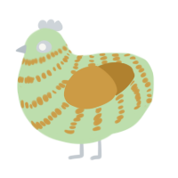 A gluppy and gold chicken with a bar pattern