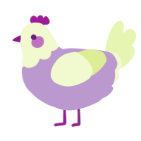 phlox, a lilac and apple chicken with a head pattern