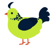 kiwi, a lime and tumblr chicken with a neck-speckle pattern