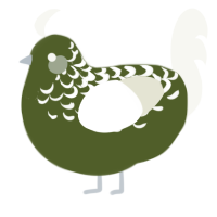 A olive and white chicken with a half-lace pattern