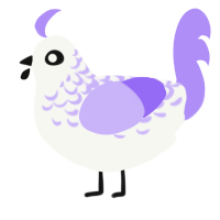 A white and lilac chicken with a half-lace pattern