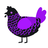 The Faint The Fallen, a sable and amethyst chicken with a lace pattern