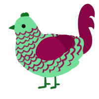 A spring and maroon chicken with a lace pattern