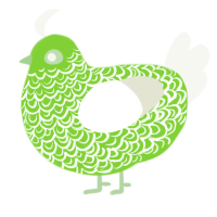 A grass and white chicken with a double-lace pattern