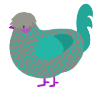A ash and turquoise chicken with a lace pattern