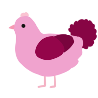 Saki, a pink and maroon chicken