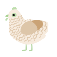 Pistachio, a cream and beige chicken with a lace pattern