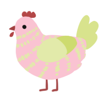A rose and lemon chicken with a bar pattern