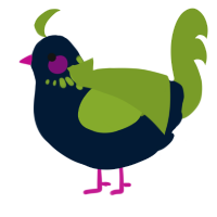 Bosque, a tumblr and chartreuse chicken with a neck-speckle pattern