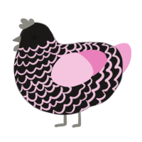 Black Garlic Ham, a sable and pink chicken with a lace pattern