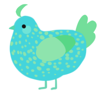 A aqua and spring chicken with a speckle pattern