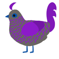 A grey and violet chicken with a lace pattern