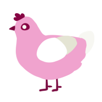 A pink and white chicken