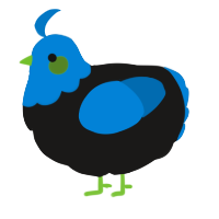A sable and sapphire chicken with a head pattern