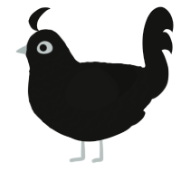 A black chicken with a lace pattern