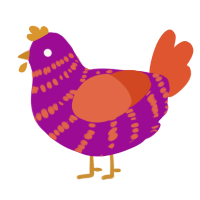 Violet, a plum and vermilion chicken with a bar pattern