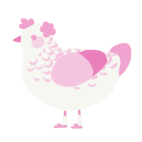 桜, a white and pink chicken with a half-lace pattern
