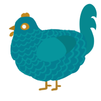Marlin, a sea and teal chicken with a lace pattern