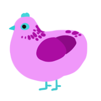 A lavender and plum chicken with a neck-speckle pattern