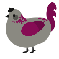 A ash and wine chicken with a neck-speckle pattern