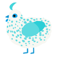 A white and aqua chicken with a speckle pattern