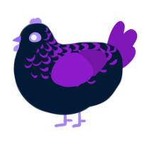 A tumblr and violet chicken with a half-lace pattern