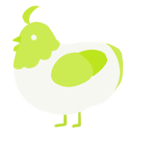 A white and lime chicken with a head pattern