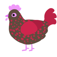 A bark and crimson chicken with a speckle pattern